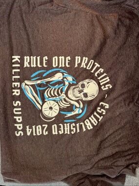 Next Level Apparel Heather Brown Crew Tee with White '1 Rule' Logo